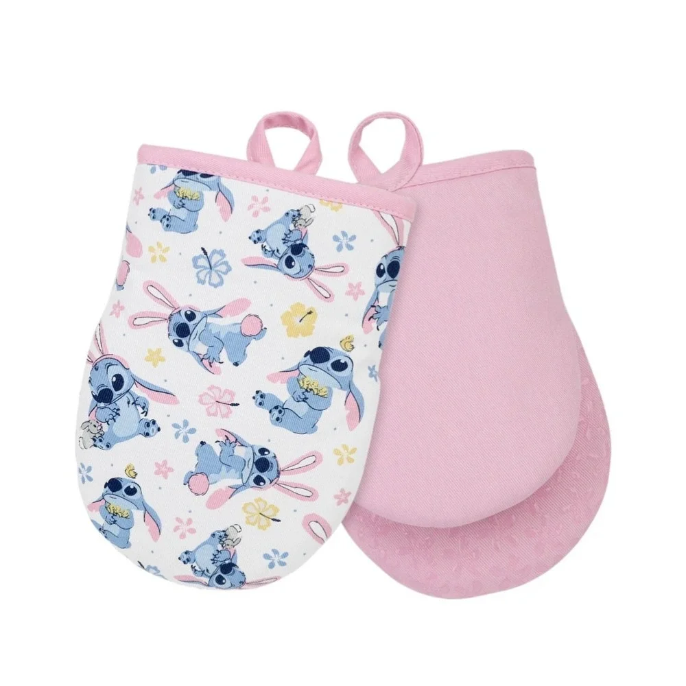 Disney Stitch Spring Easter Mini Oven Mitts 2 Pk - Floral Bunny Design NWT